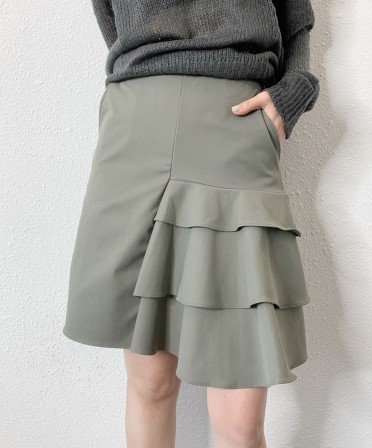 Grey Irregular Ruffle Skirt #250319